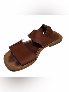 Kenzo Brown Leather Slide Sandals